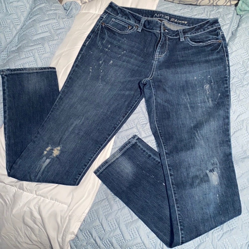 Apt. 9 Maxwell Fit Skinny distressed medium wash jeans women’s 8